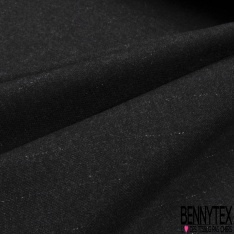 Coupon 3m drap de laine élasthanne ébène fine rayure verticale lurex argent noir