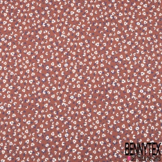 Twill Polyester élasthanne imprimé petite rose ton bleu fond noir profond