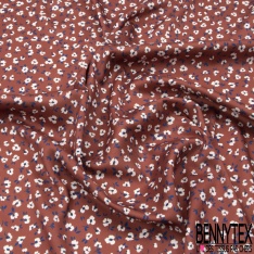 Twill Polyester élasthanne imprimé petite rose ton bleu fond noir profond