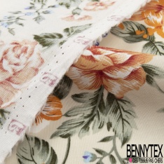 Coupon 3m coton style bouquet floral rétro papier peint fond fumée blanche