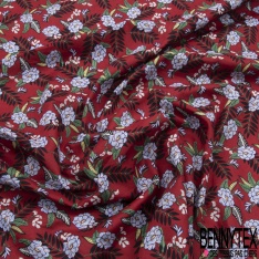 Coupon 3m coton style Liberty imprimé tropical fond vrai rouge