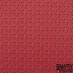Coton imprimé esprit petit pois rouge fond blanc