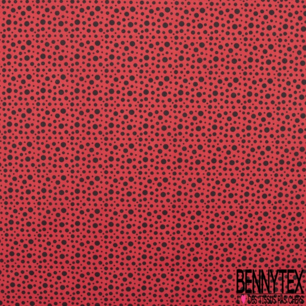 Coton imprimé esprit petit pois rouge fond blanc