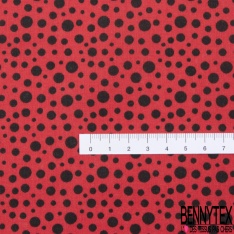 Coton imprimé esprit petit pois rouge fond blanc