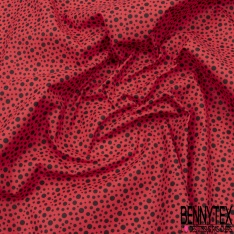 Coton imprimé esprit petit pois rouge fond blanc