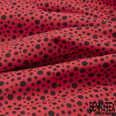 Coton imprimé esprit petit pois rouge fond blanc