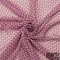 Coupon 3m mousseline voile polyester crépon krinkle imprimé motif cachemire ton automnale transparent lurex cuivre
