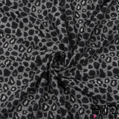 Coupon 3m dentelle polyamide élasthanne ajourée résille motif léopard noir blanc