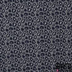 Coupon 3m dentelle polyamide élasthanne ajourée résille motif léopard navy blanc