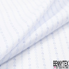 Piqué de coton doux et léger motif minuscule cachemire blanc fond bleu layette