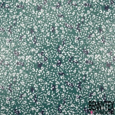 Microfibre Imprimé tâche léopard navy mylar léopard argent fond vert porcelaine