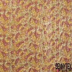 Crêpe georgette imprimé floral papier peint fond sang de taureau
