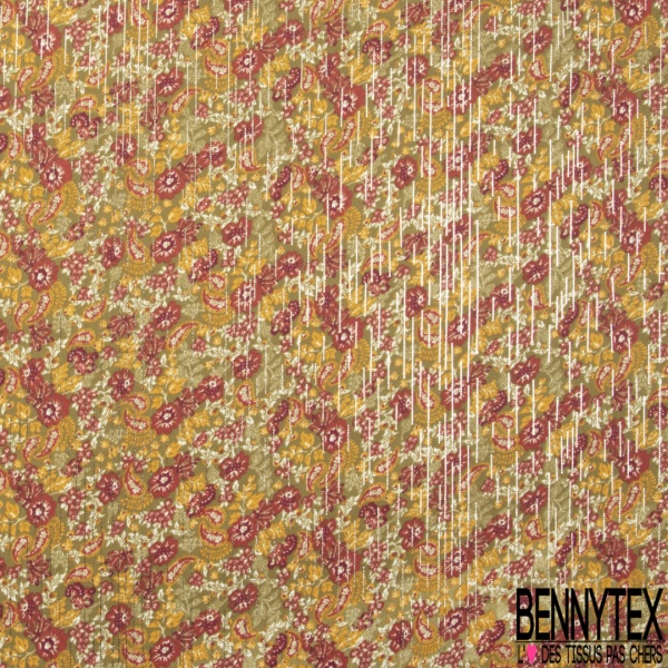 Crêpe georgette imprimé floral papier peint fond sang de taureau