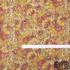 Crêpe georgette imprimé floral papier peint fond sang de taureau