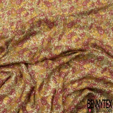 Crêpe georgette imprimé floral papier peint fond sang de taureau