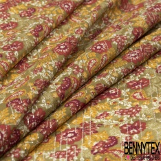 Crêpe georgette imprimé floral papier peint fond sang de taureau