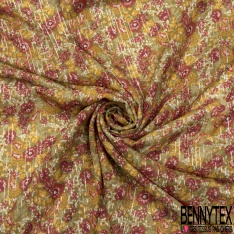 Crêpe georgette imprimé floral papier peint fond sang de taureau