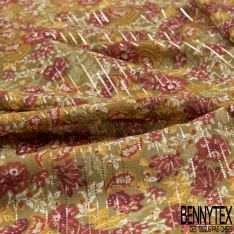 Crêpe georgette imprimé floral papier peint fond sang de taureau
