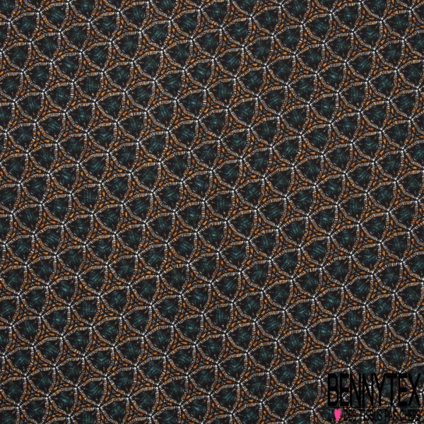 Microfibre Imprimé khaléidoscope multicolore ton turquoise orange