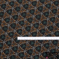 Microfibre Imprimé khaléidoscope multicolore ton turquoise orange