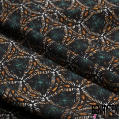 Microfibre Imprimé khaléidoscope multicolore ton turquoise orange