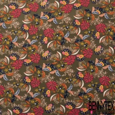 Microfibre Imprimé cachemire vintage fond nerprun