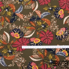 Microfibre Imprimé cachemire vintage fond nerprun