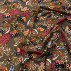 Microfibre Imprimé cachemire vintage fond nerprun