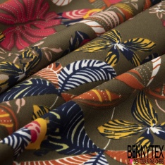 Microfibre Imprimé cachemire vintage fond nerprun