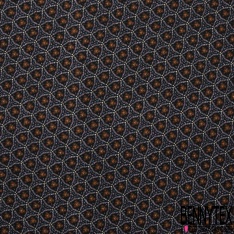 Microfibre Imprimé khaléidoscope multicolore ton turquoise orange