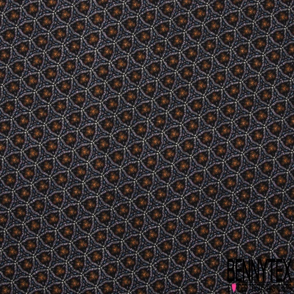 Microfibre Imprimé khaléidoscope multicolore ton turquoise orange