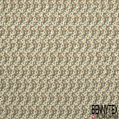 Microfibre Imprimé multitude petite fleur crème feuille gris cadet fond blanc discret mylar argent