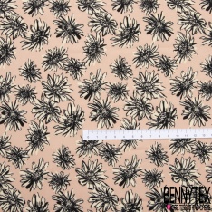 Microfibre Imprimé fleur graphique fond rouge rococo