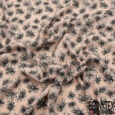 Microfibre Imprimé fleur graphique fond rouge rococo