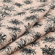 Microfibre Imprimé fleur graphique fond rouge rococo