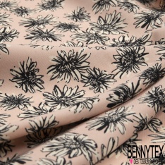 Microfibre Imprimé fleur graphique fond rouge rococo