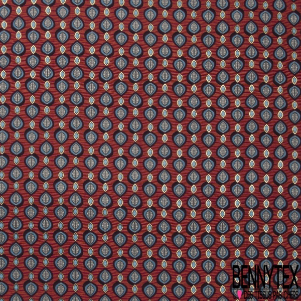 Microfibre Imprimé petite feuille striée ethnique fond striée orchidée nectar d'abricot