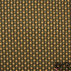 Microfibre Imprimé petite feuille striée ethnique fond striée orchidée nectar d'abricot mylar or