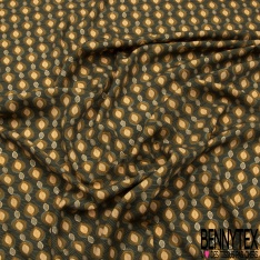 Microfibre Imprimé petite feuille striée ethnique fond striée orchidée nectar d'abricot mylar or