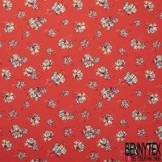 Microfibre Imprimé dalhia graphique fond coquelicot