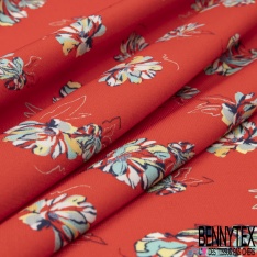 Microfibre Imprimé dalhia graphique fond coquelicot