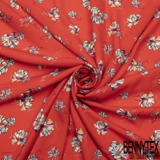 Microfibre Imprimé dalhia graphique fond coquelicot