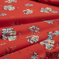 Microfibre Imprimé dalhia graphique fond coquelicot