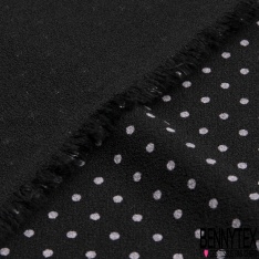 Crêpe polyester imprimé pois noir fond blanc