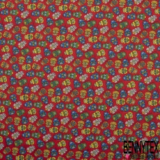 Coupon 3m coton imprimé tête de mort calaveras multicolore fond cyanus
