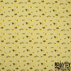 Coupon 3m coton imprimé préhistoire dinosaure camouflage fond raffia
