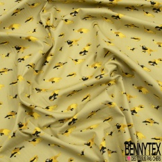 Coupon 3m coton imprimé préhistoire dinosaure camouflage fond raffia