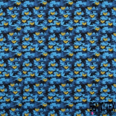 Coupon 3m coton imprimé préhistoire dinosaure camouflage fond raffia
