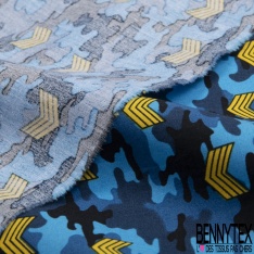 Coupon 3m coton imprimé préhistoire dinosaure camouflage fond raffia