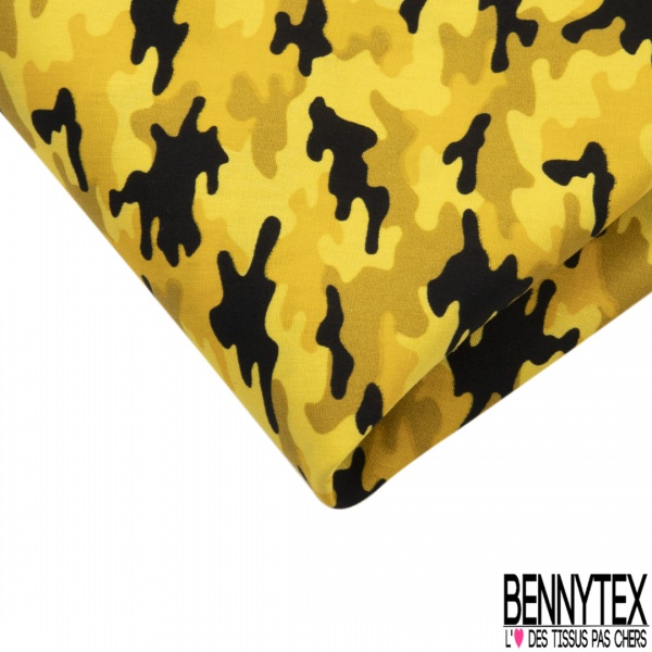 Coupon 3m coton imprimé camouflage ton bleu